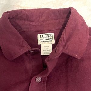 Men's LL Bean Chamois Cloth Heavyweight Red Long Sleeve Shirt Size XL Flannel